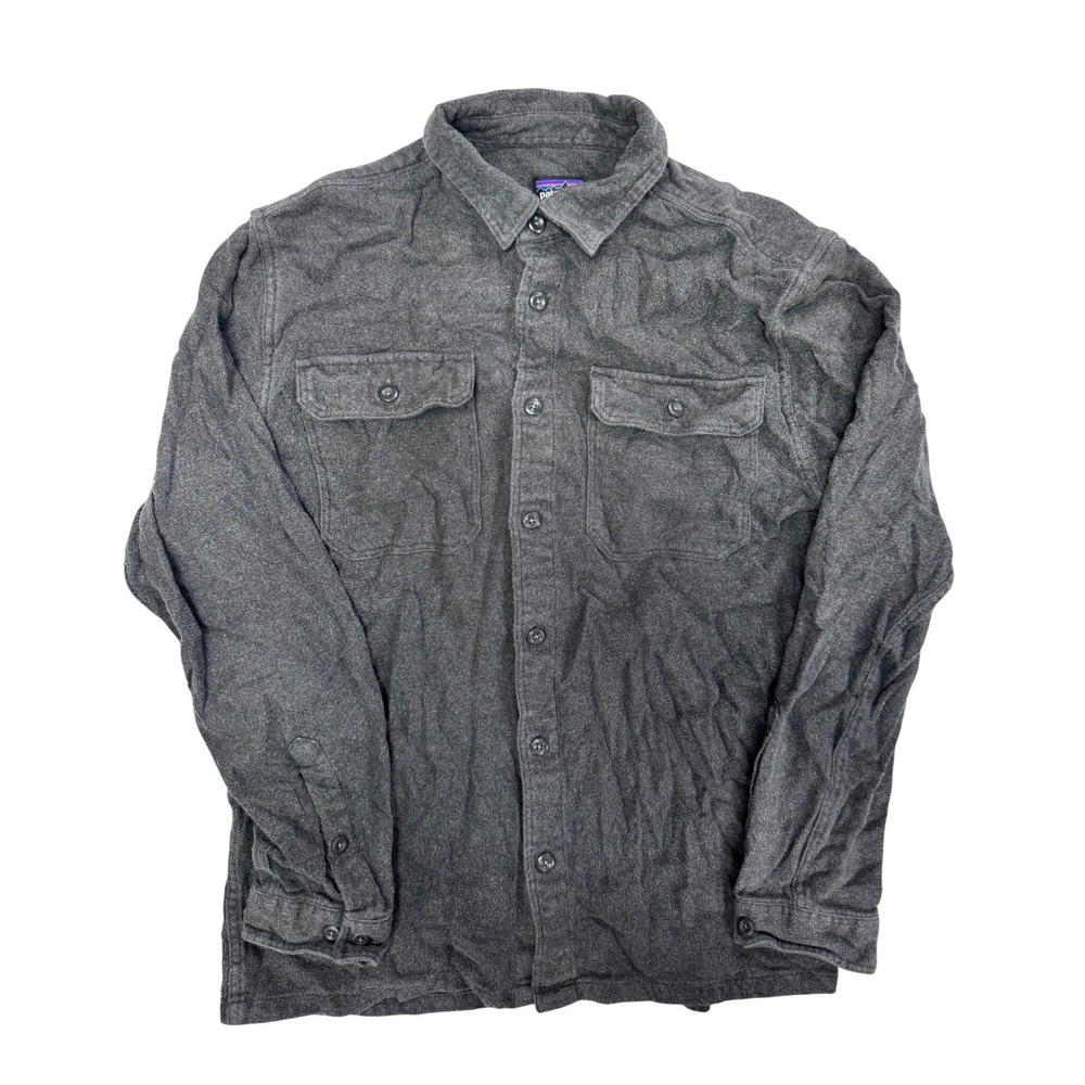 Patagonia Mens Fjord Flannel Shirt Charcoal Grey Organic Cotton M
